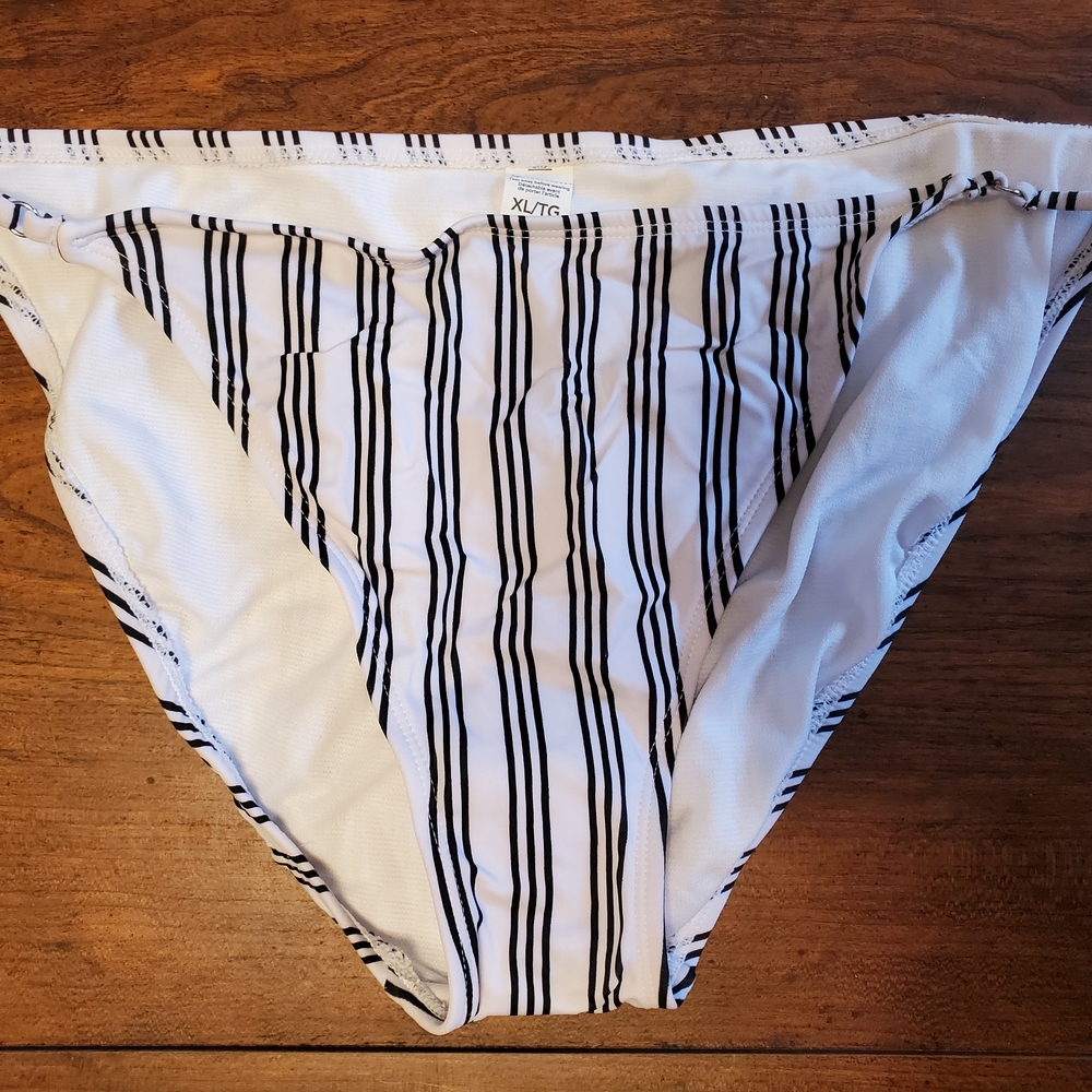 George Black and White Striped Bikini Bottom